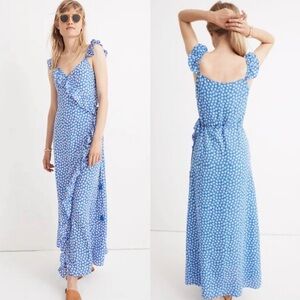 MADEWELL Ruffled Wrap Maxi Dress in Mini Daisy Camille Brilliant Royal size 6